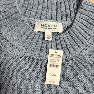 Haven Well Within Light Blue Linen Tape Yarn Sweater Light Layers Summer Beach